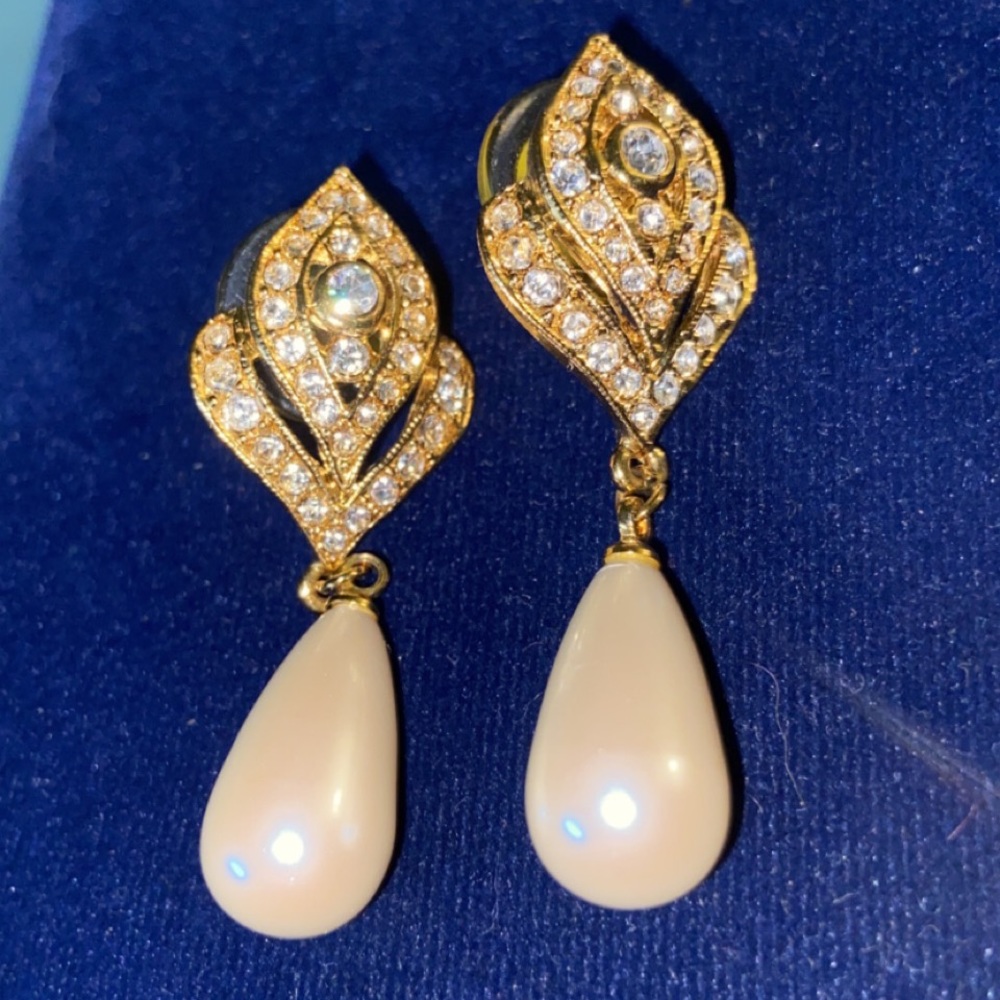 Gold and silver colored dangling earrings